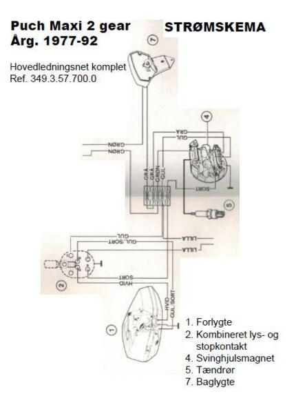 Puch maxi 2 gear - årg. 1977-92 - Hovedledningsnet komplet