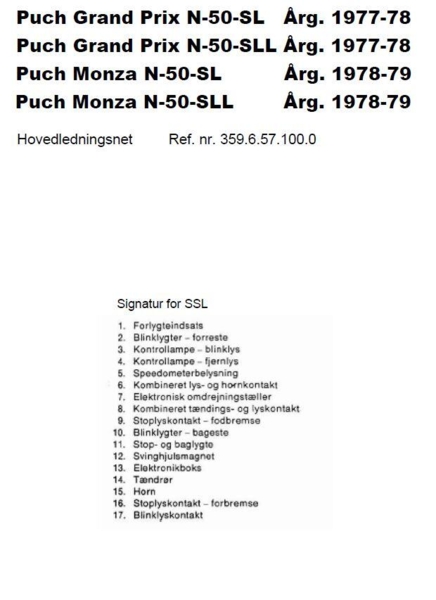 Hovedledningsnet for Puch Grandprix Flagskib N - SLL Årgang 1977-78 Super Kvalitet